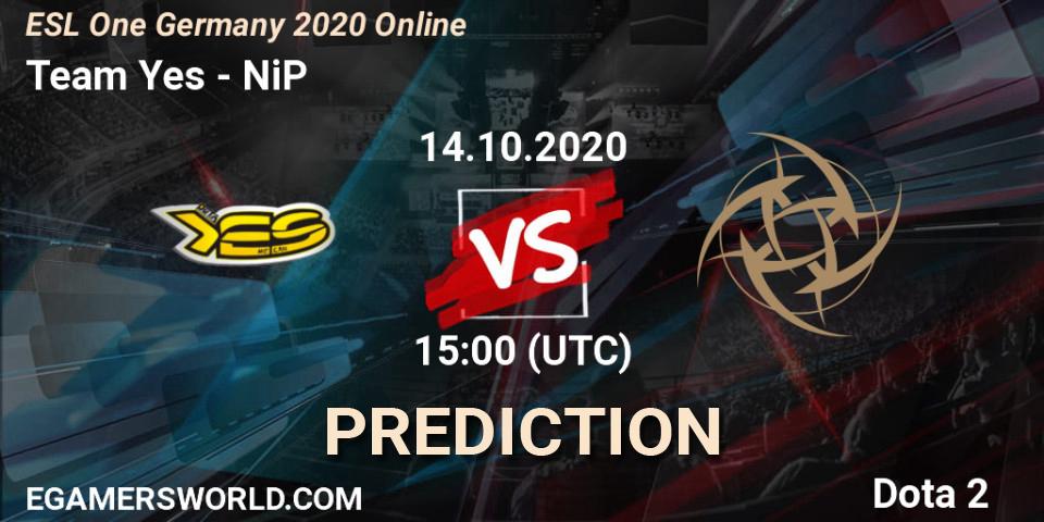 Prognose für das Spiel Team Yes VS NiP. 14.10.2020 at 17:54. Dota 2 - ESL One Germany 2020 Online