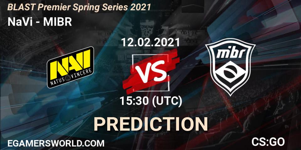 Prognose für das Spiel NaVi VS MIBR. 12.02.21. CS2 (CS:GO) - BLAST Premier Spring Groups 2021
