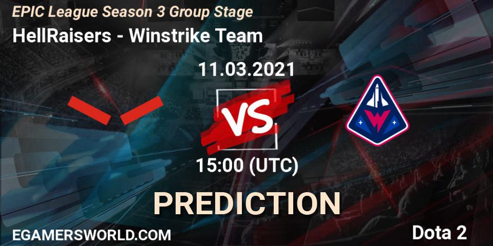Prognose für das Spiel HellRaisers VS Winstrike Team. 11.03.21. Dota 2 - EPIC League Season 3 Group Stage