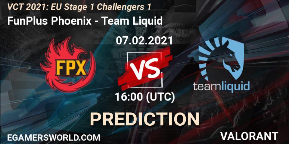 Prognose für das Spiel FunPlus Phoenix VS Team Liquid. 07.02.2021 at 19:00. VALORANT - VCT 2021: EU Stage 1 Challengers 1