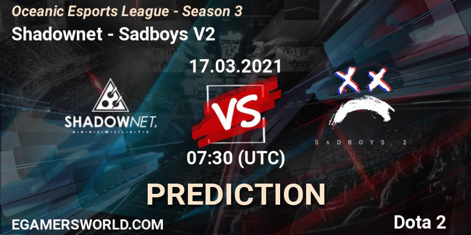 Prognose für das Spiel Shadownet VS Sadboys V2. 17.03.21. Dota 2 - Oceanic Esports League - Season 3
