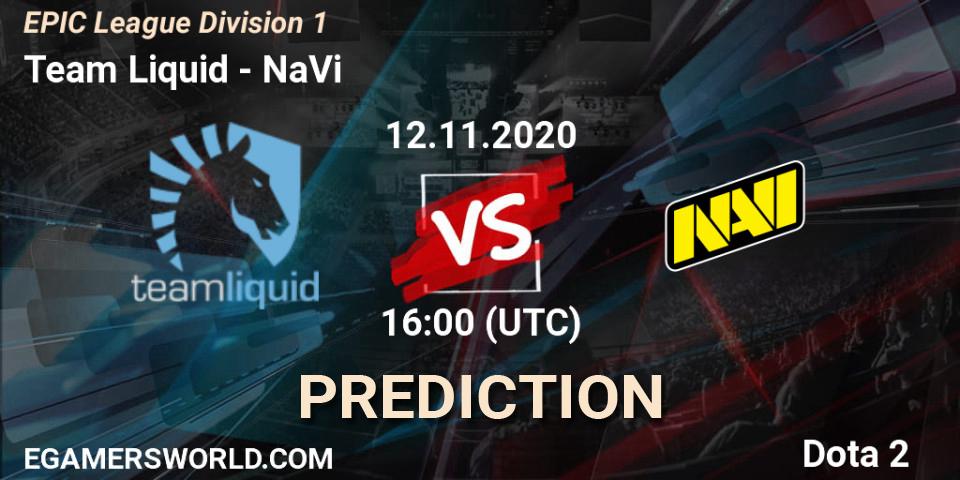Prognose für das Spiel Team Liquid VS NaVi. 12.11.20. Dota 2 - EPIC League Division 1