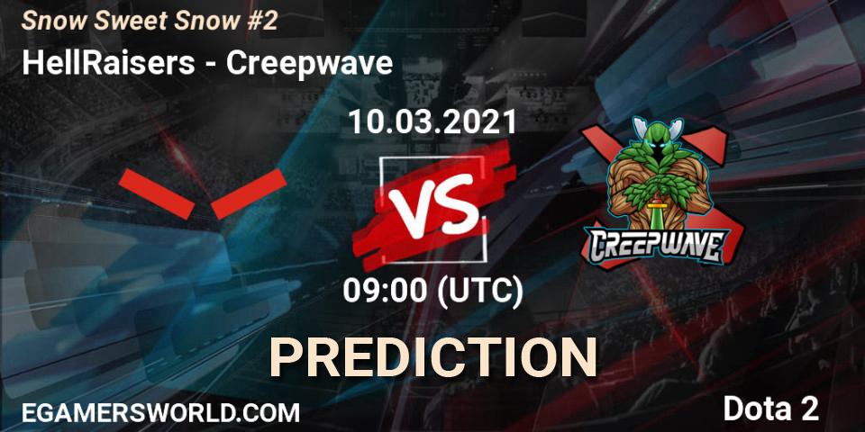 Prognose für das Spiel HellRaisers VS Creepwave. 10.03.2021 at 09:07. Dota 2 - Snow Sweet Snow #2