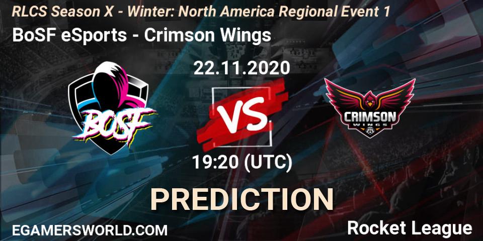 Prognose für das Spiel BoSF eSports VS Crimson Wings. 22.11.20. Rocket League - RLCS Season X - Winter: North America Regional Event 1