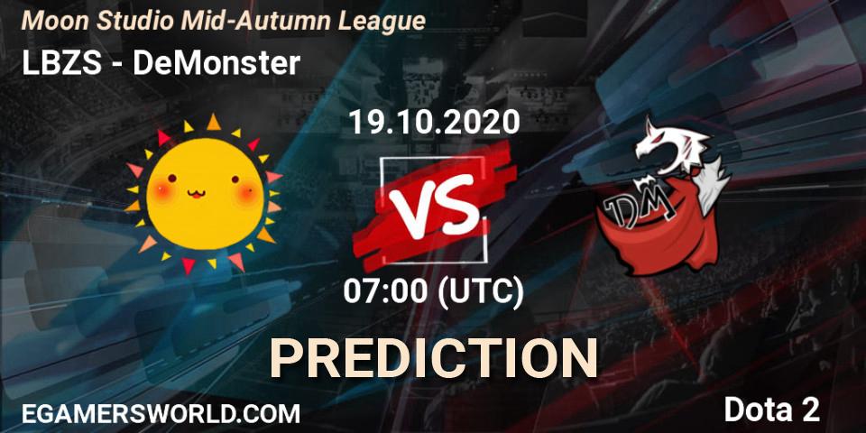 Prognose für das Spiel LBZS VS DeMonster. 19.10.2020 at 07:14. Dota 2 - Moon Studio Mid-Autumn League