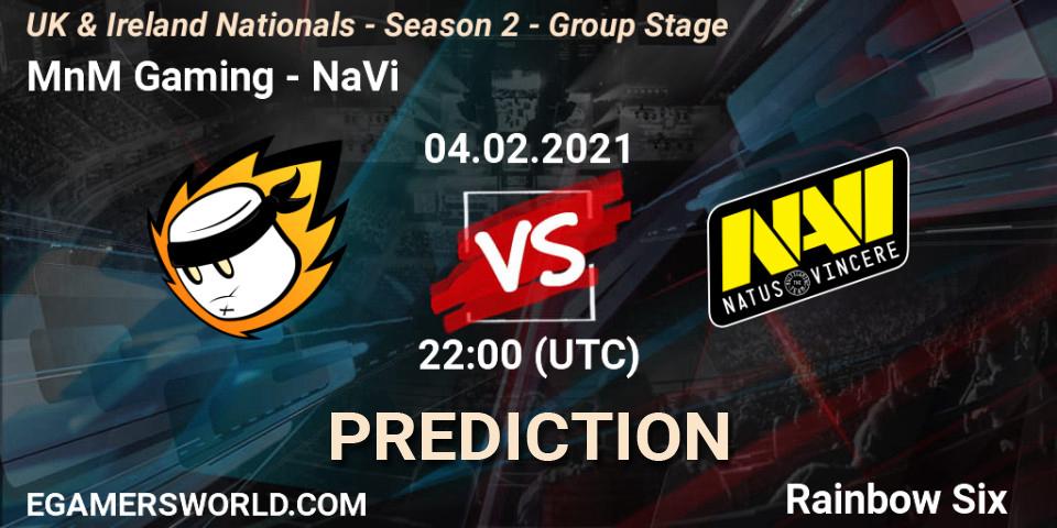 Prognose für das Spiel MnM Gaming VS NaVi. 04.02.2021 at 22:00. Rainbow Six - UK & Ireland Nationals - Season 2 - Group Stage