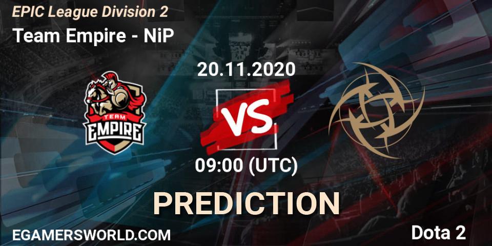 Prognose für das Spiel Team Empire VS NiP. 20.11.20. Dota 2 - EPIC League Division 2
