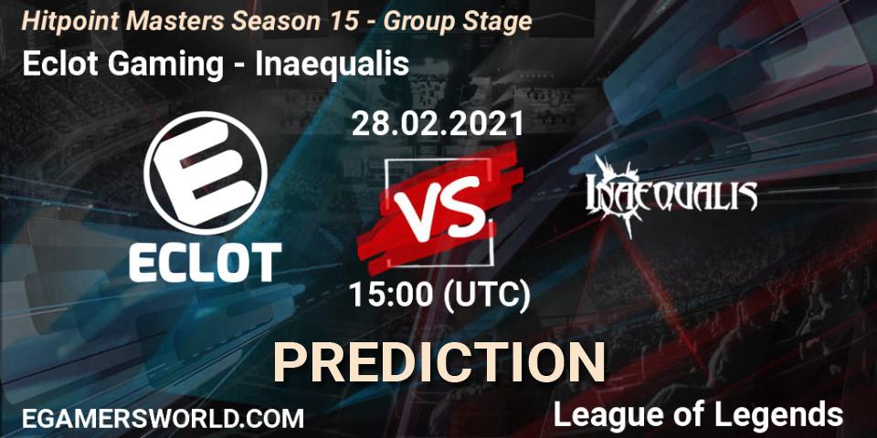 Prognose für das Spiel Eclot Gaming VS Inaequalis. 28.02.2021 at 15:00. LoL - Hitpoint Masters Season 15 - Group Stage