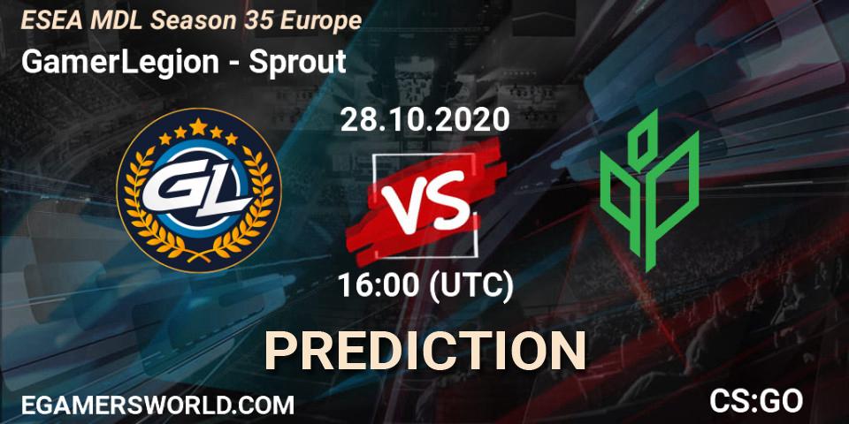 Prognose für das Spiel GamerLegion VS Sprout. 28.10.2020 at 16:00. Counter-Strike (CS2) - ESEA MDL Season 35 Europe