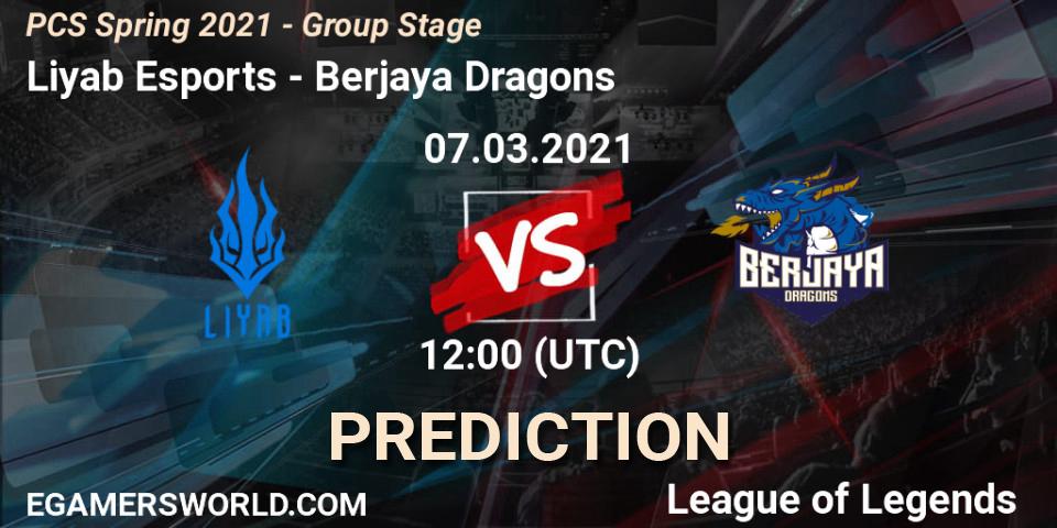 Prognose für das Spiel Liyab Esports VS Berjaya Dragons. 07.03.2021 at 12:00. LoL - PCS Spring 2021 - Group Stage