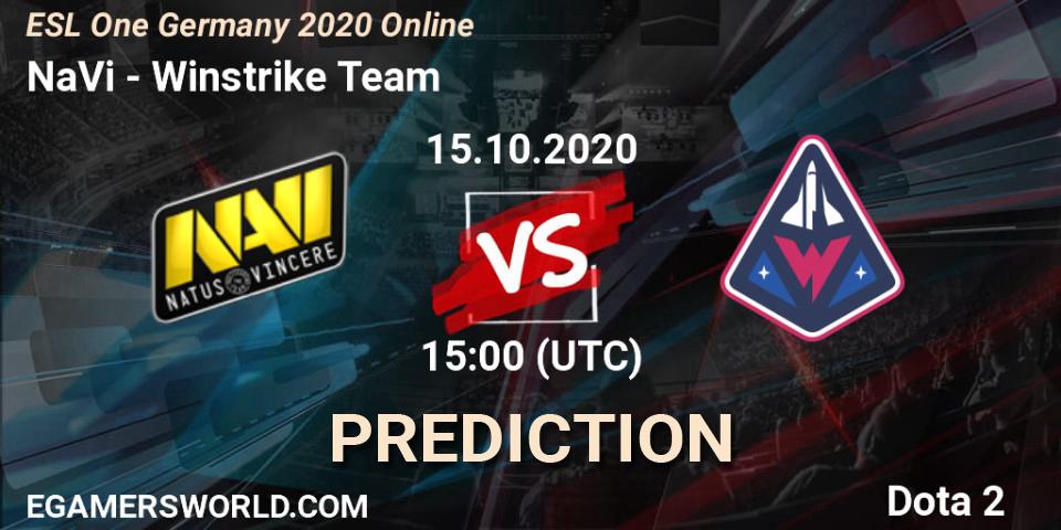 Prognose für das Spiel NaVi VS Winstrike Team. 15.10.20. Dota 2 - ESL One Germany 2020 Online