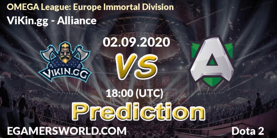 Prognose für das Spiel ViKin.gg VS Alliance. 02.09.20. Dota 2 - OMEGA League: Europe Immortal Division