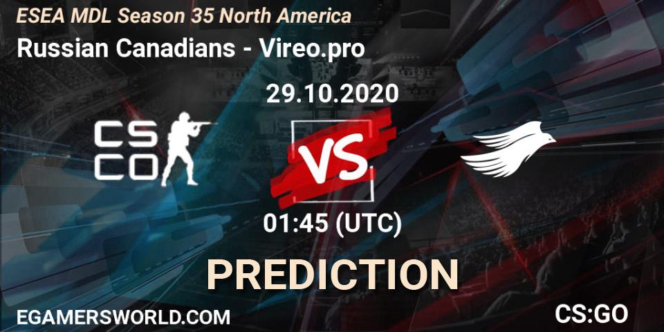 Prognose für das Spiel Russian Canadians VS Vireo.pro. 29.10.2020 at 01:50. Counter-Strike (CS2) - ESEA MDL Season 35 North America