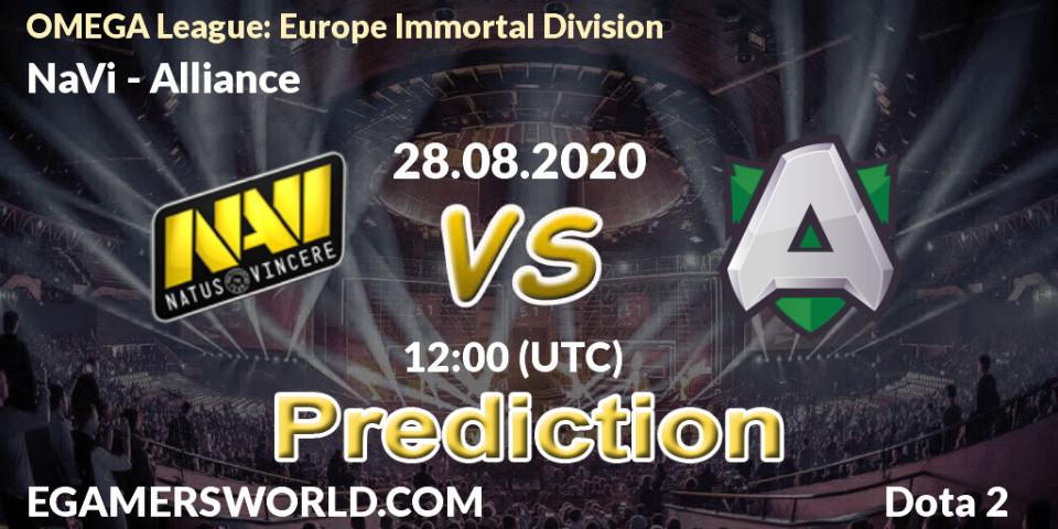 Prognose für das Spiel NaVi VS Alliance. 28.08.20. Dota 2 - OMEGA League: Europe Immortal Division