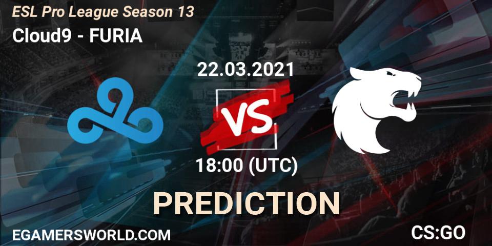 Prognose für das Spiel Cloud9 VS FURIA. 22.03.21. CS2 (CS:GO) - ESL Pro League Season 13