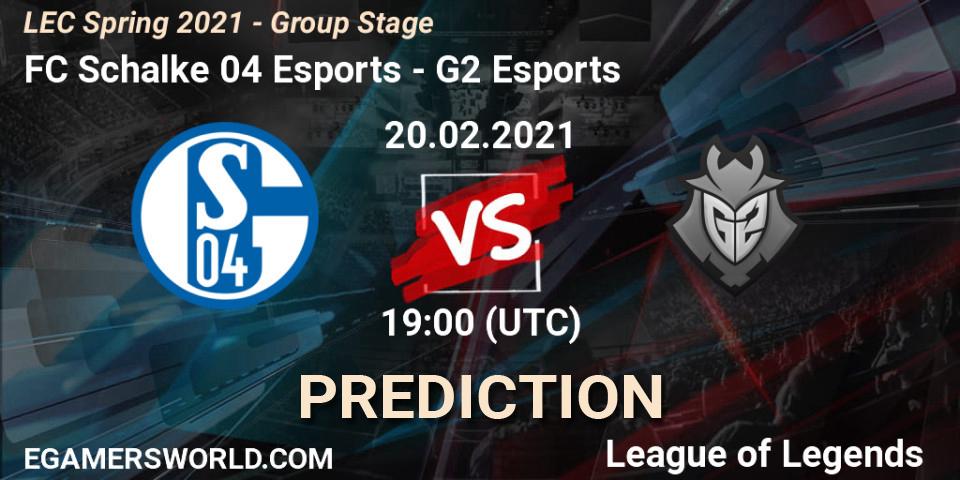 Prognose für das Spiel FC Schalke 04 Esports VS G2 Esports. 20.02.21. LoL - LEC Spring 2021 - Group Stage