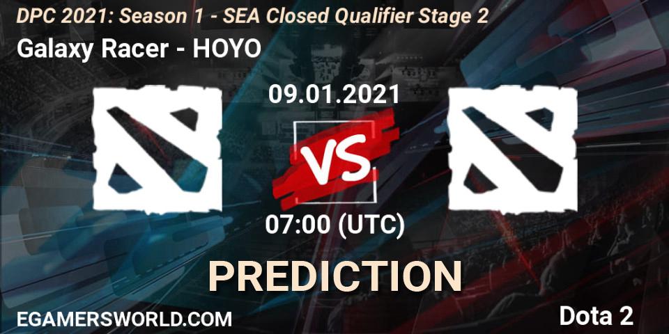 Prognose für das Spiel Galaxy Racer VS HOYO. 09.01.2021 at 07:09. Dota 2 - DPC 2021: Season 1 - SEA Closed Qualifier Stage 2