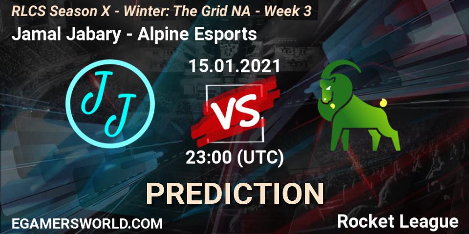Prognose für das Spiel Jamal Jabary VS Alpine Esports. 15.01.21. Rocket League - RLCS Season X - Winter: The Grid NA - Week 3