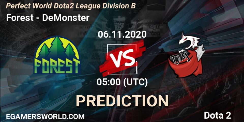 Prognose für das Spiel Forest VS DeMonster. 06.11.20. Dota 2 - Perfect World Dota2 League Division B