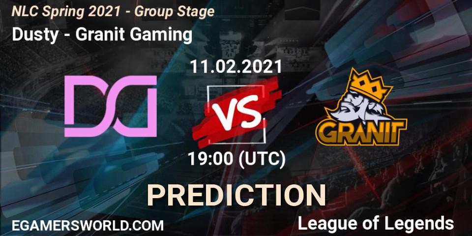 Prognose für das Spiel Dusty VS Granit Gaming. 11.02.2021 at 19:00. LoL - NLC Spring 2021 - Group Stage