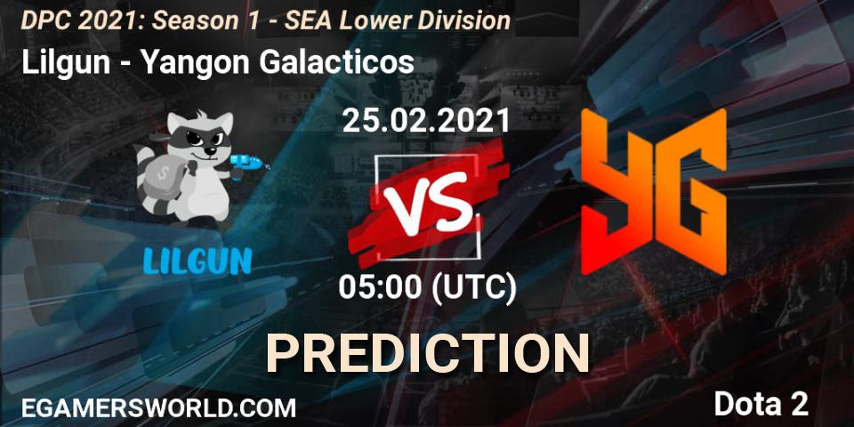 Prognose für das Spiel Lilgun VS Yangon Galacticos. 25.02.21. Dota 2 - DPC 2021: Season 1 - SEA Lower Division