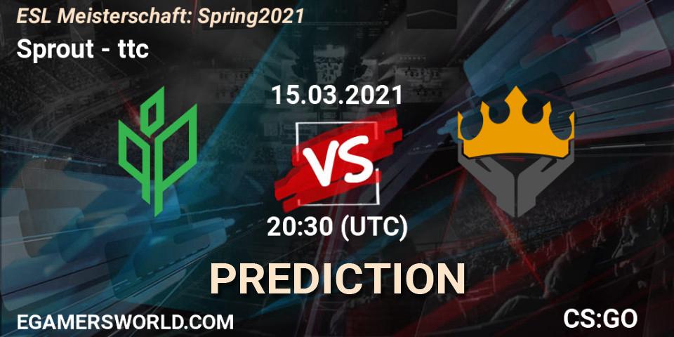 Prognose für das Spiel Sprout VS ttc. 15.03.2021 at 20:30. Counter-Strike (CS2) - ESL Meisterschaft: Spring 2021