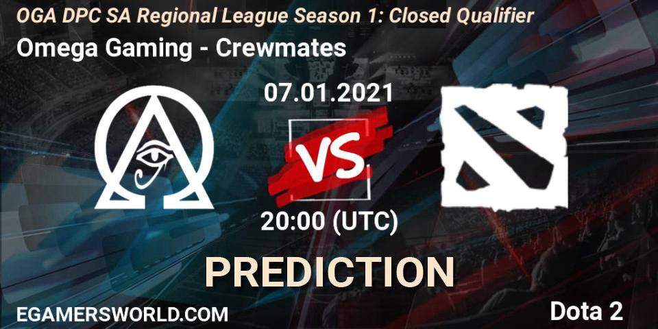 Prognose für das Spiel Omega Gaming VS Crewmates. 07.01.21. Dota 2 - DPC 2021: Season 1 - South America Closed Qualifier