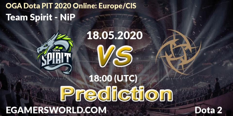 Prognose für das Spiel Team Spirit VS NiP. 18.05.20. Dota 2 - OGA Dota PIT 2020 Online: Europe/CIS