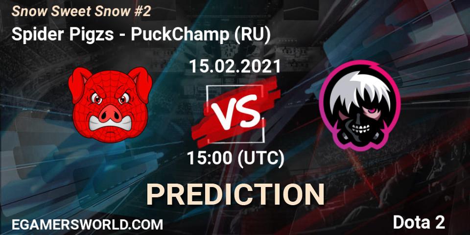 Prognose für das Spiel Spider Pigzs VS PuckChamp (RU). 15.02.2021 at 15:00. Dota 2 - Snow Sweet Snow #2