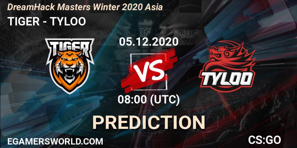 Prognose für das Spiel TIGER VS TYLOO. 05.12.2020 at 08:25. Counter-Strike (CS2) - DreamHack Masters Winter 2020 Asia