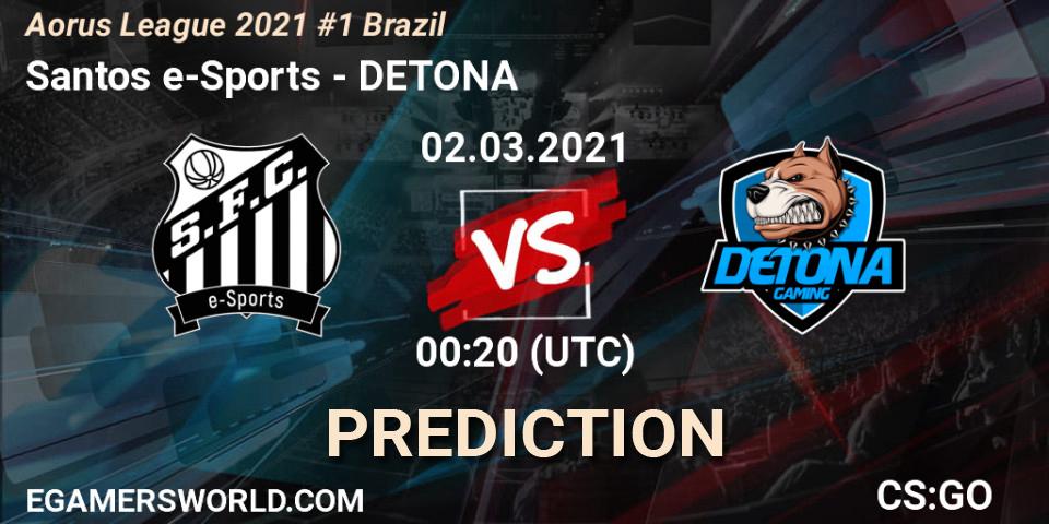 Prognose für das Spiel Santos e-Sports VS DETONA. 02.03.21. CS2 (CS:GO) - Aorus League 2021 #1 Brazil