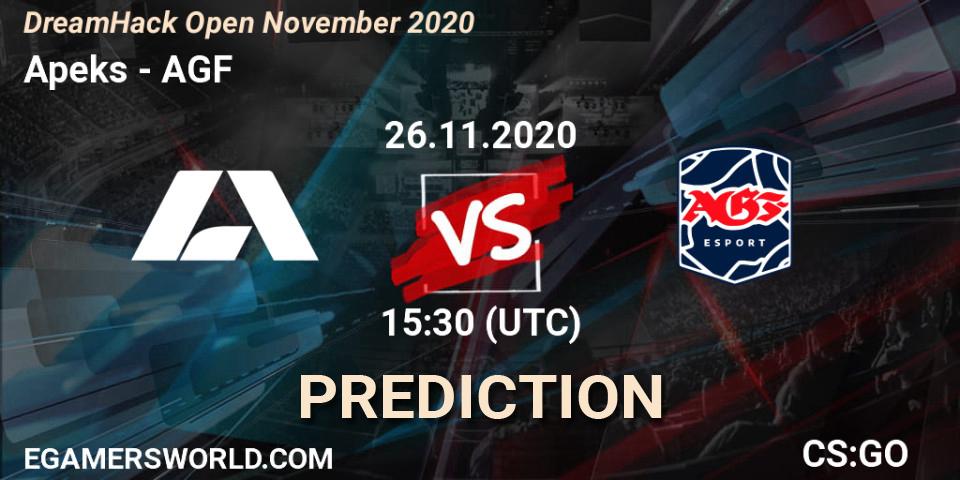 Prognose für das Spiel Apeks VS AGF. 26.11.20. CS2 (CS:GO) - DreamHack Open November 2020