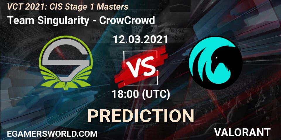Prognose für das Spiel Team Singularity VS CrowCrowd. 12.03.2021 at 17:20. VALORANT - VCT 2021: CIS Stage 1 Masters