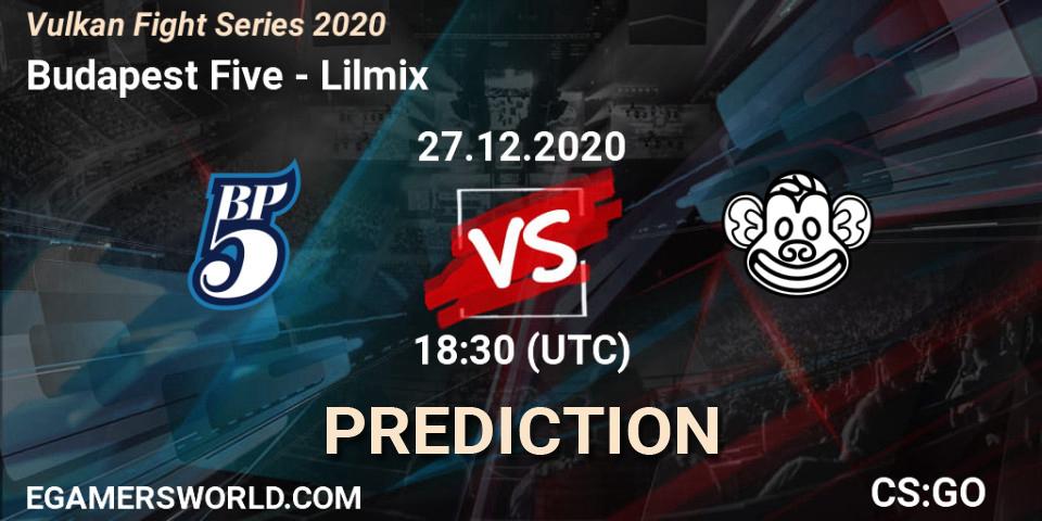Prognose für das Spiel Budapest Five VS Lilmix. 27.12.2020 at 18:30. Counter-Strike (CS2) - Vulkan Fight Series 2020