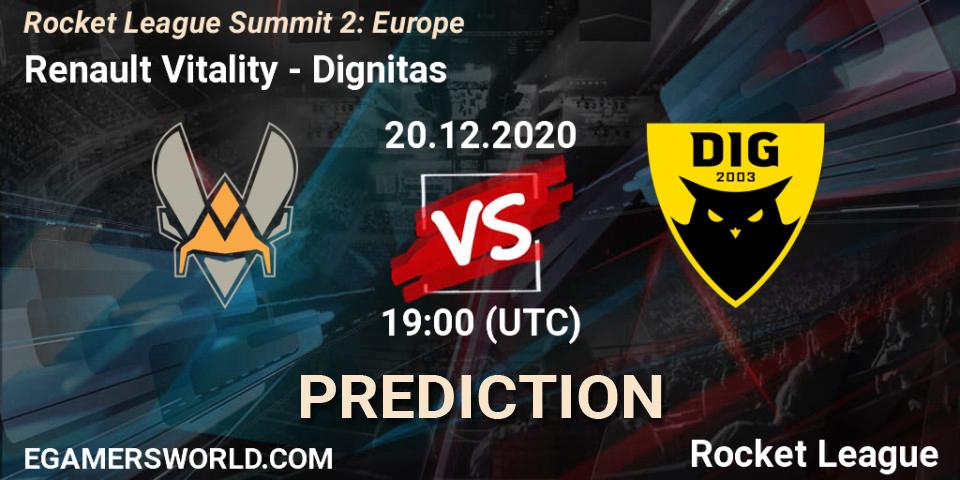 Prognose für das Spiel Renault Vitality VS Dignitas. 20.12.20. Rocket League - Rocket League Summit 2: Europe