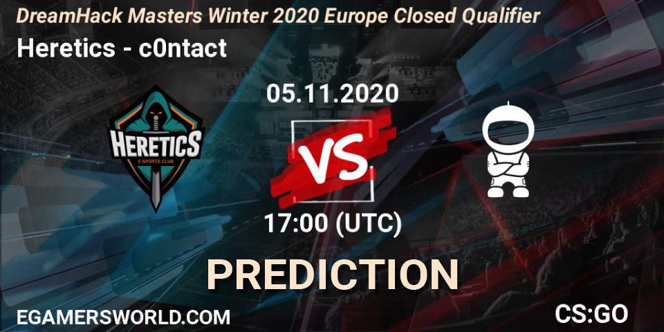 Prognose für das Spiel Heretics VS c0ntact. 05.11.20. CS2 (CS:GO) - DreamHack Masters Winter 2020 Europe Closed Qualifier
