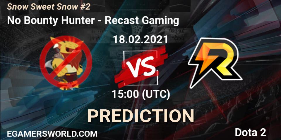 Prognose für das Spiel No Bounty Hunter VS Recast Gaming. 18.02.2021 at 14:57. Dota 2 - Snow Sweet Snow #2
