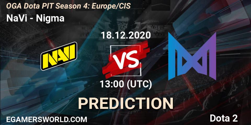 Prognose für das Spiel NaVi VS Nigma. 18.12.20. Dota 2 - OGA Dota PIT Season 4: Europe/CIS