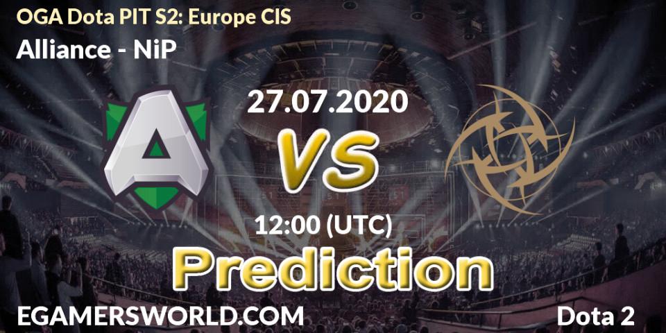 Prognose für das Spiel Alliance VS NiP. 27.07.20. Dota 2 - OGA Dota PIT Season 2: Europe/CIS