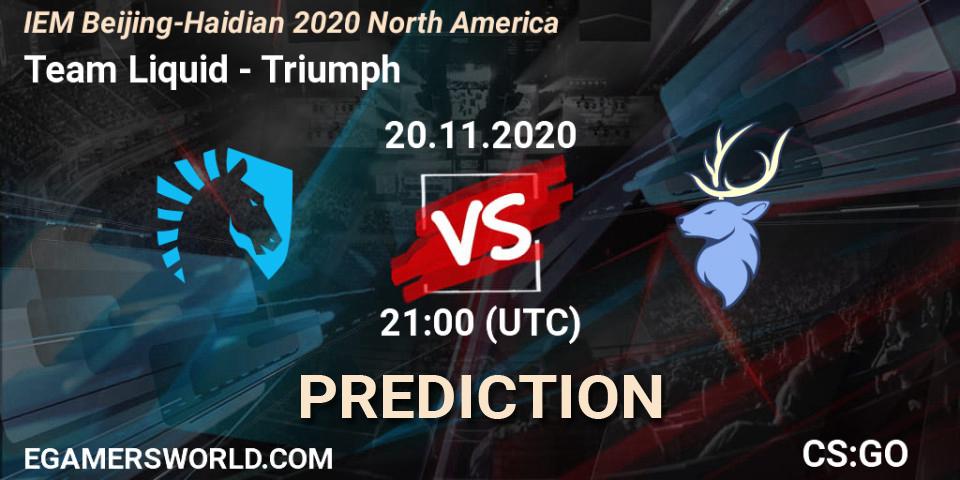 Prognose für das Spiel Team Liquid VS Triumph. 20.11.2020 at 21:30. Counter-Strike (CS2) - IEM Beijing-Haidian 2020 North America