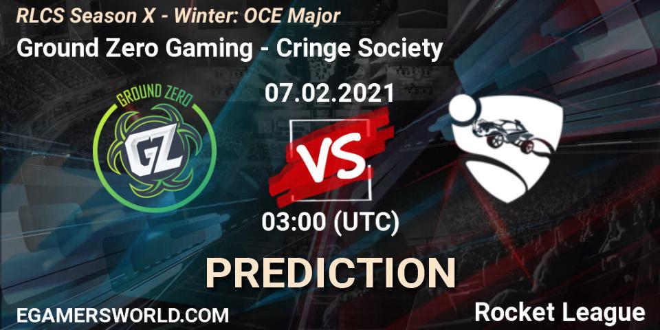 Prognose für das Spiel Ground Zero Gaming VS Cringe Society. 07.02.2021 at 03:00. Rocket League - RLCS Season X - Winter: OCE Major
