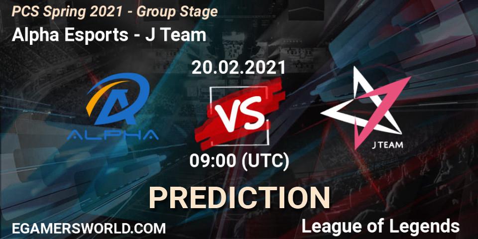 Prognose für das Spiel Alpha Esports VS J Team. 20.02.21. LoL - PCS Spring 2021 - Group Stage