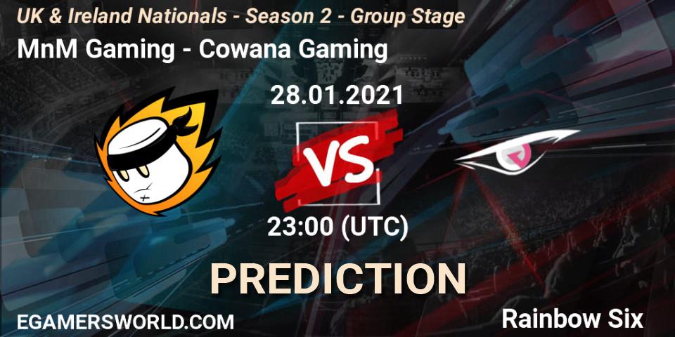 Prognose für das Spiel MnM Gaming VS Cowana Gaming. 28.01.2021 at 23:00. Rainbow Six - UK & Ireland Nationals - Season 2 - Group Stage