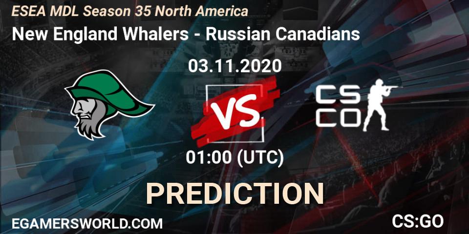 Prognose für das Spiel New England Whalers VS Russian Canadians. 03.11.20. CS2 (CS:GO) - ESEA MDL Season 35 North America