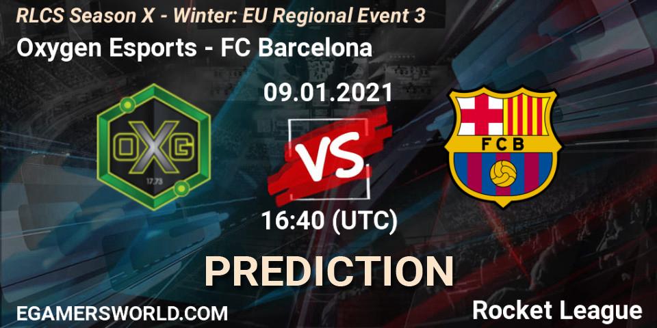 Prognose für das Spiel Oxygen Esports VS FC Barcelona. 09.01.21. Rocket League - RLCS Season X - Winter: EU Regional Event 3