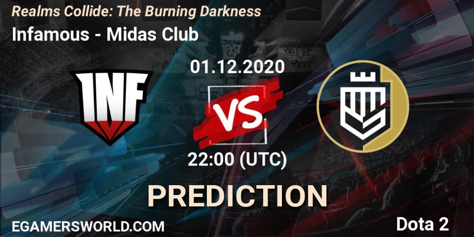 Prognose für das Spiel Infamous VS Midas Club. 01.12.20. Dota 2 - Realms Collide: The Burning Darkness