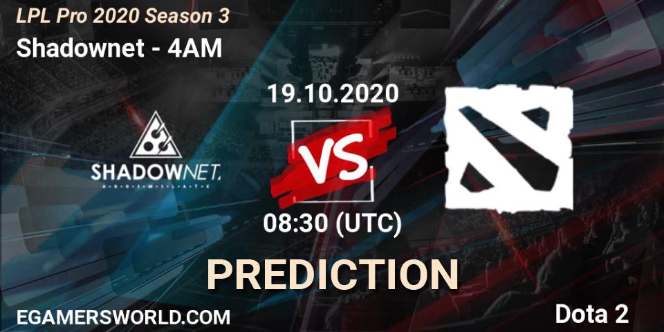 Prognose für das Spiel Shadownet VS 4AM. 19.10.20. Dota 2 - LPL Pro 2020 Season 3