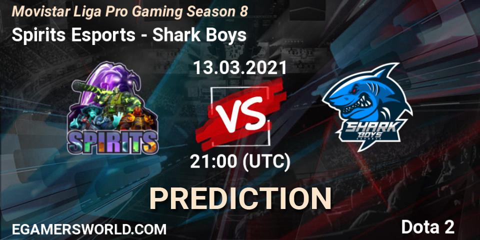Prognose für das Spiel Spirits Esports VS Shark Boys. 13.03.2021 at 21:02. Dota 2 - Movistar Liga Pro Gaming Season 8