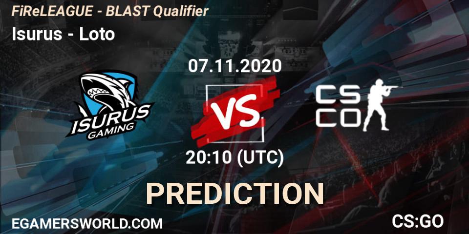 Prognose für das Spiel Isurus VS Loto. 07.11.2020 at 20:45. Counter-Strike (CS2) - FiReLEAGUE - BLAST Qualifier