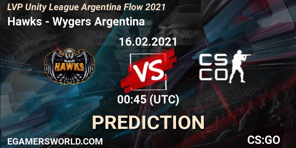Prognose für das Spiel Hawks VS Wygers Argentina. 16.02.2021 at 00:45. Counter-Strike (CS2) - LVP Unity League Argentina Apertura 2021